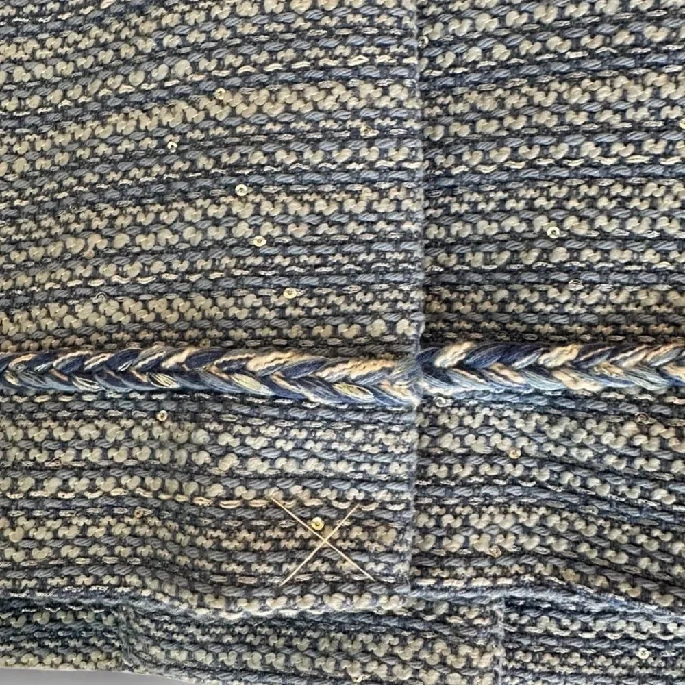 J.Crew Long Lady Jacket Blazer in Sequin Tweed Blue 10